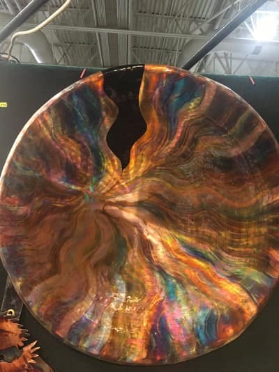Convex Hanging Plate - Waves — handmade copper wall art by Hikmat, Southwest Treasures Art