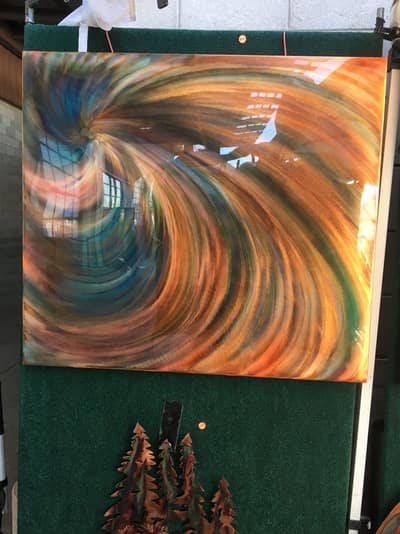Torched Swirls Panel — handmade copper wall art by Hikmat, Southwest Treasures Art