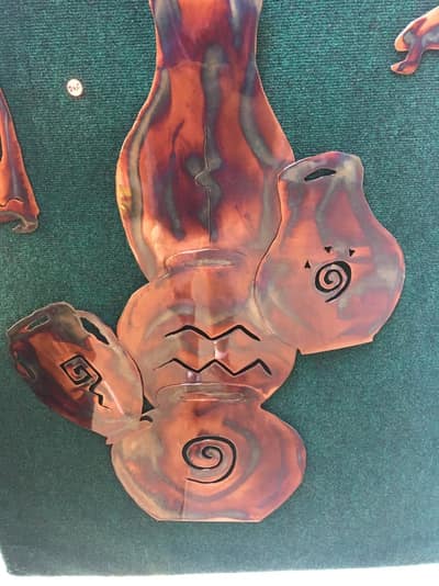 Vertical Pottery — handmade copper wall art by Hikmat, Southwest Treasures Art